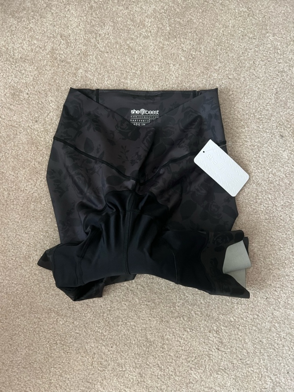 shebeest Black Floral Bike Shorts - Picture 6 of 6